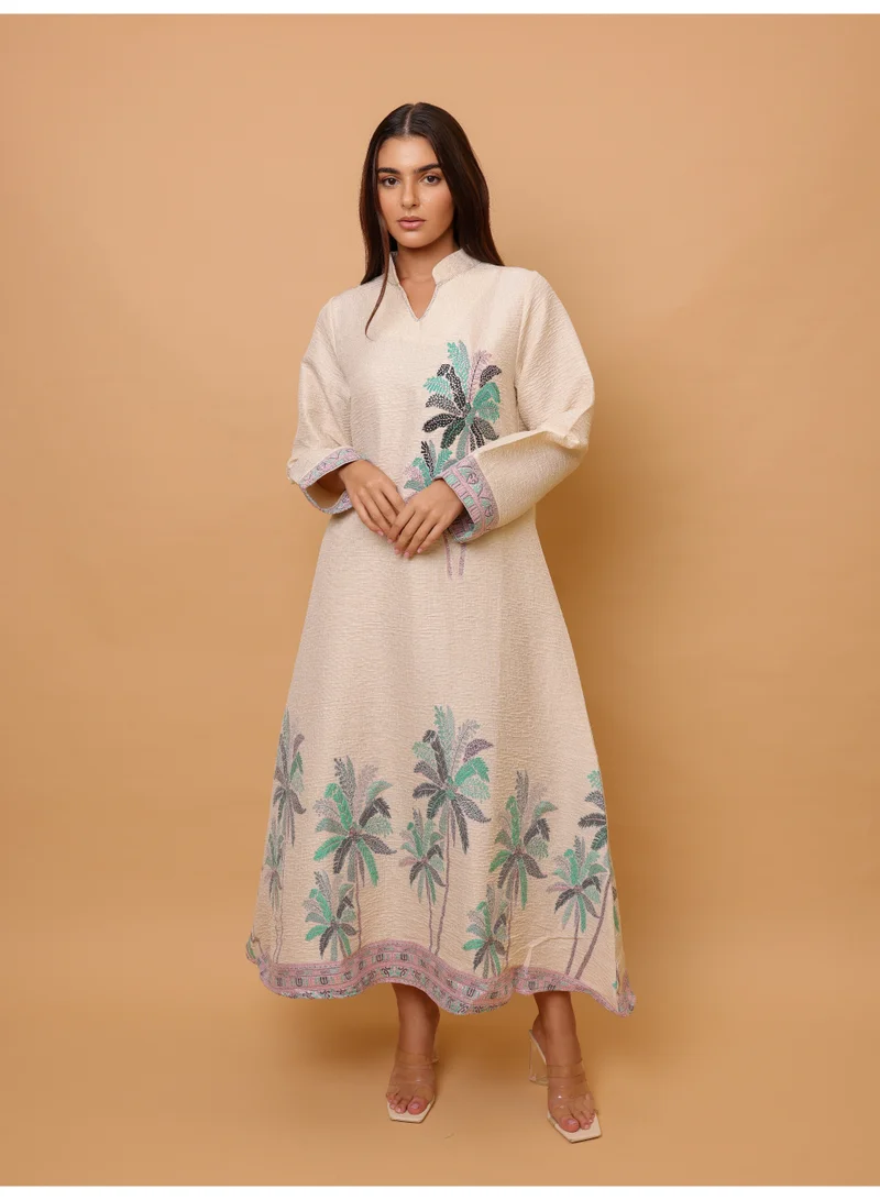 IKKXA  Elegant Printed Jalabiya Palms Design  | Best Price UAE