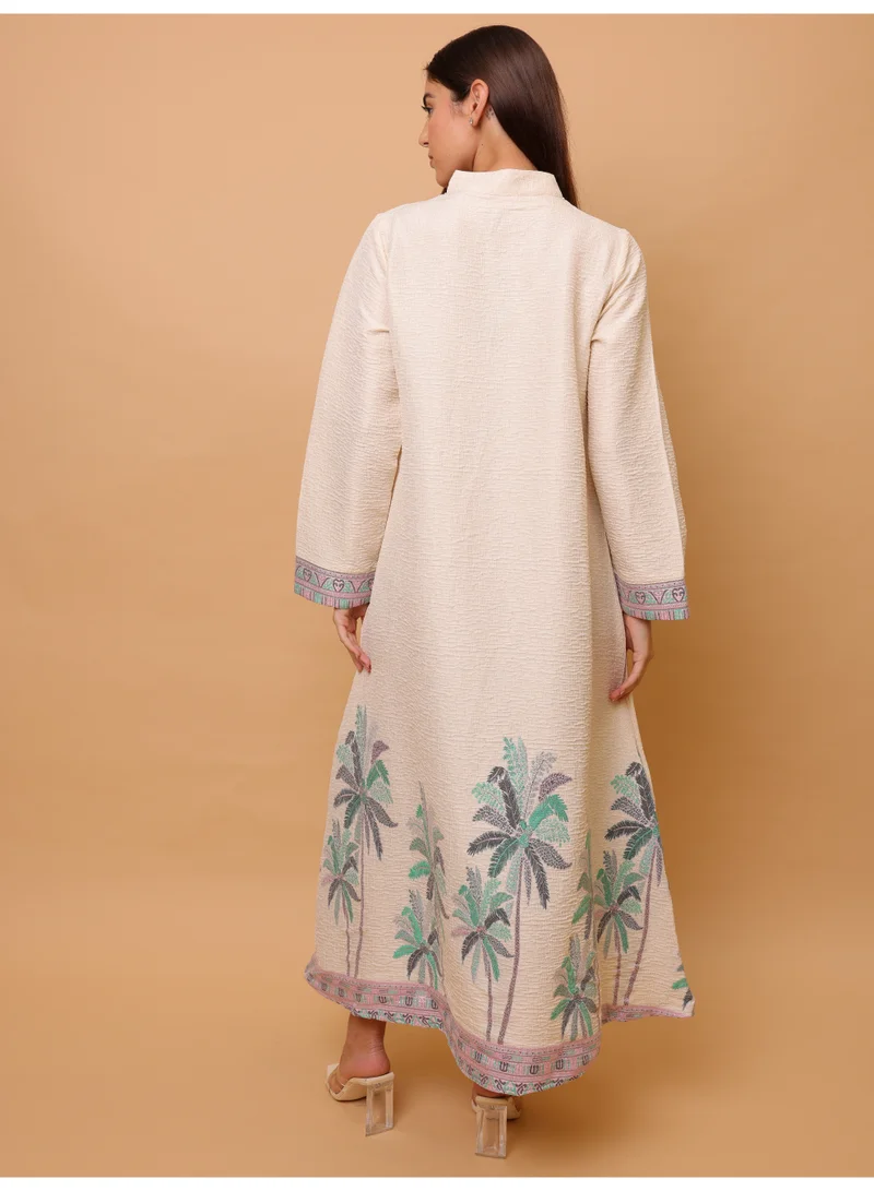 IKKXA  Elegant Printed Jalabiya Palms Design  | Best Price UAE