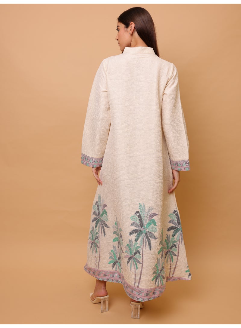 اكسا جلابية أنيقة مطبوعة بتصميم نخيل - Image 4