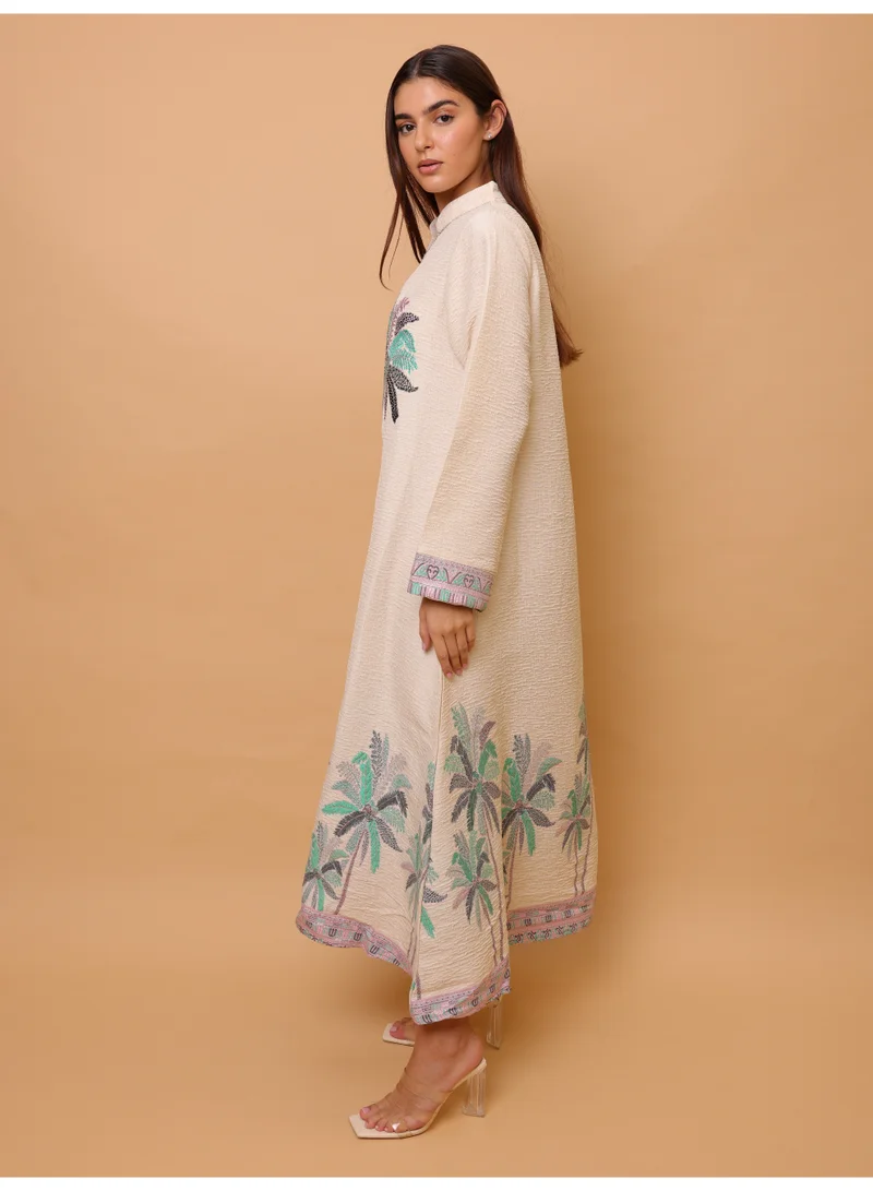 IKKXA  Elegant Printed Jalabiya Palms Design  | Best Price UAE