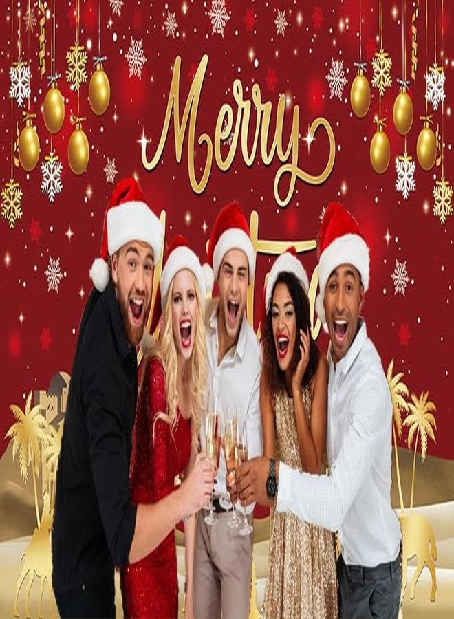 RUYI Red Jesus Christmas Backdrop 8x5FT Gold Glitter Sparkle Snowflake Merry Christmas Banner Background for New Year Family Gathering Winter Holiday Xmas Party Supplies (96x60 inch) - Image 3