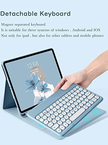 HENGHUI iPad Mini 5th Generation 7.9 inch Keyboard Case - Cute Round Key Color Wireless Detachable BT Keyboard Cover with Pencil Holder for Mini 5 (Mini4/Mini5, Pink) - Image 2