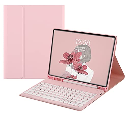 HENGHUI iPad Mini 5th Generation 7.9 inch Keyboard Case - Cute Round Key Color Wireless Detachable BT Keyboard Cover with Pencil Holder for Mini 5 (Mini4/Mini5, Pink) - Image 1