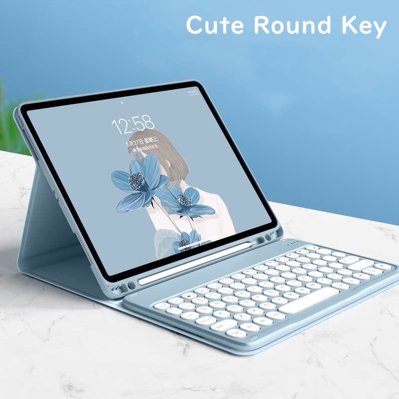 HENGHUI iPad Mini 5th Generation 7.9 inch Keyboard Case - Cute Round Key Color Wireless Detachable BT Keyboard Cover with Pencil Holder for Mini 5 (Mini4/Mini5, Pink) - Image 4