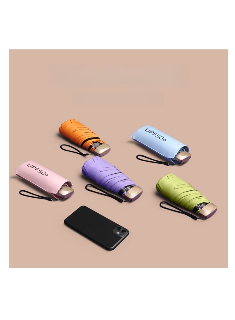NOVOLAN Pocket Umbrella Travel Umbrella Windproof Sun Rain Mini Ultra-Light 5 Fold Umbrella Anti-Uv Folding Sunshade Dual-Use Sunny Umbrella Sunscreen Pocket Umbrella Sun Umbrella Female (black) - Image 2