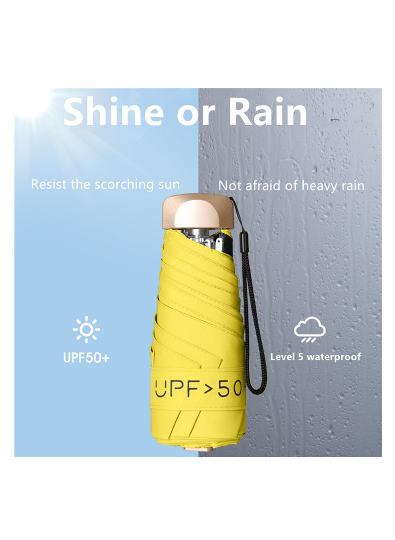 NOVOLAN Pocket Umbrella Travel Umbrella Windproof Sun Rain Mini Ultra-Light 5 Fold Umbrella Anti-Uv Folding Sunshade Dual-Use Sunny Umbrella Sunscreen Pocket Umbrella Sun Umbrella Female (black) - Image 3