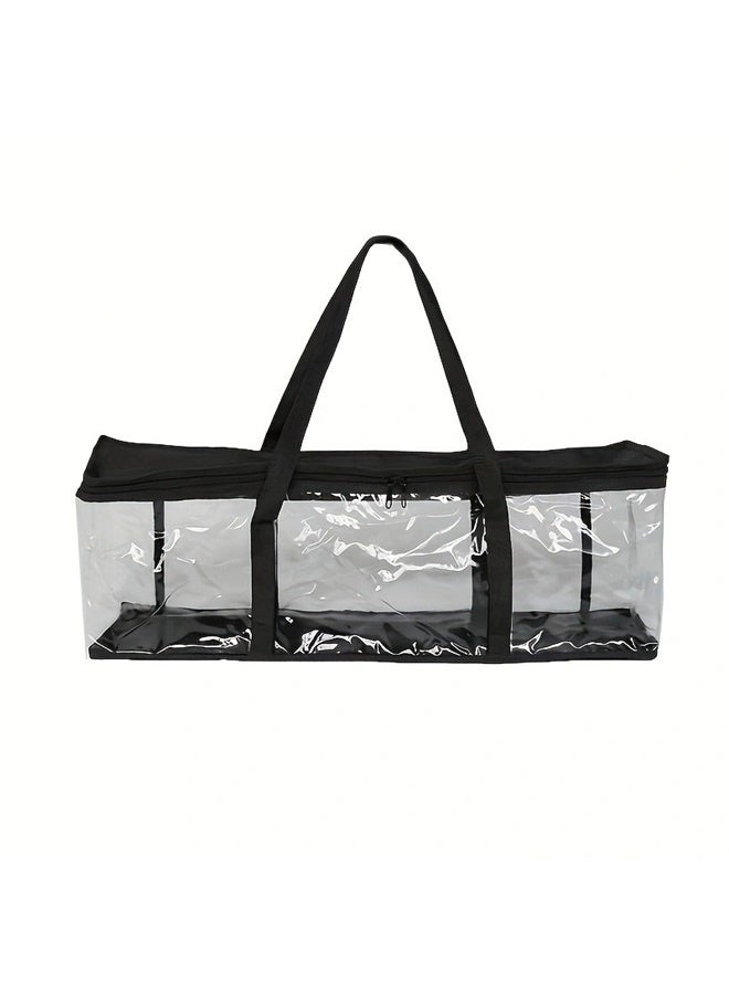 Large Capacity Clear PVC Storage Bag, Portable Transparent Moving Tote with Reinforced Handle, for CD and Book Collection  - Image 1