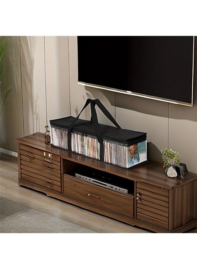 Large Capacity Clear PVC Storage Bag, Portable Transparent Moving Tote with Reinforced Handle, for CD and Book Collection  - Image 4