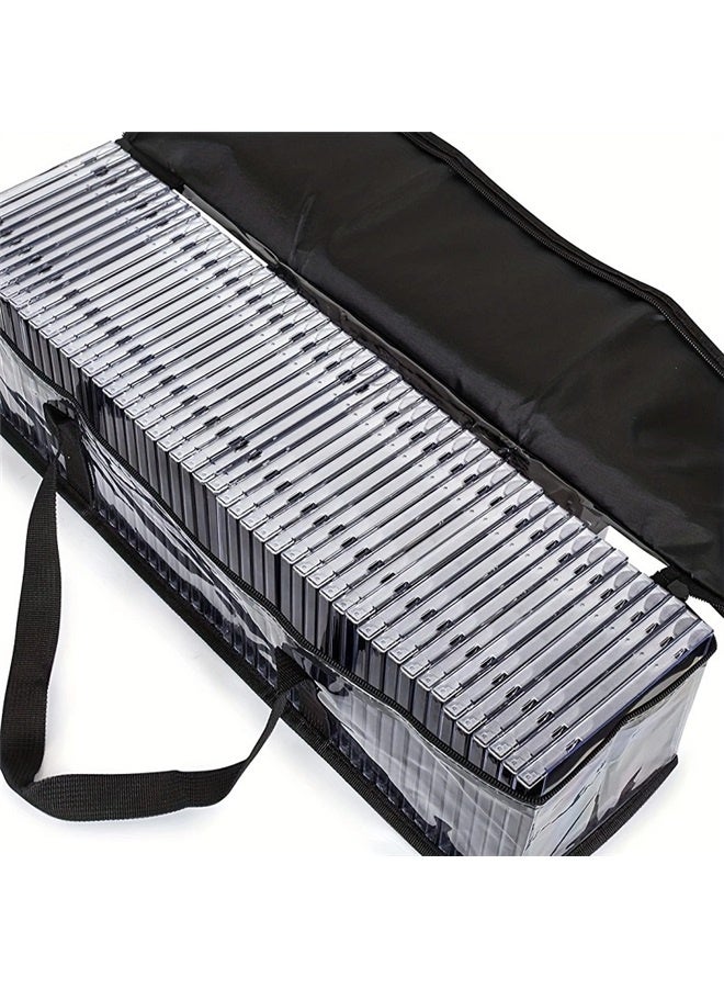 Large Capacity Clear PVC Storage Bag, Portable Transparent Moving Tote with Reinforced Handle, for CD and Book Collection  - Image 2