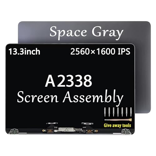 GBOLE A2338 M1 M2 Screen Replacement for MacBook Pro Retina A2338 M1 M2 EMC 3578 MYD83 MYD92 MYDA2 MYDC2 MYD83LL/A MYD92LL/A MYDA2LL/A MYDC2LL/A Full LED LCD Screen Display Assembly Grey - Image 1