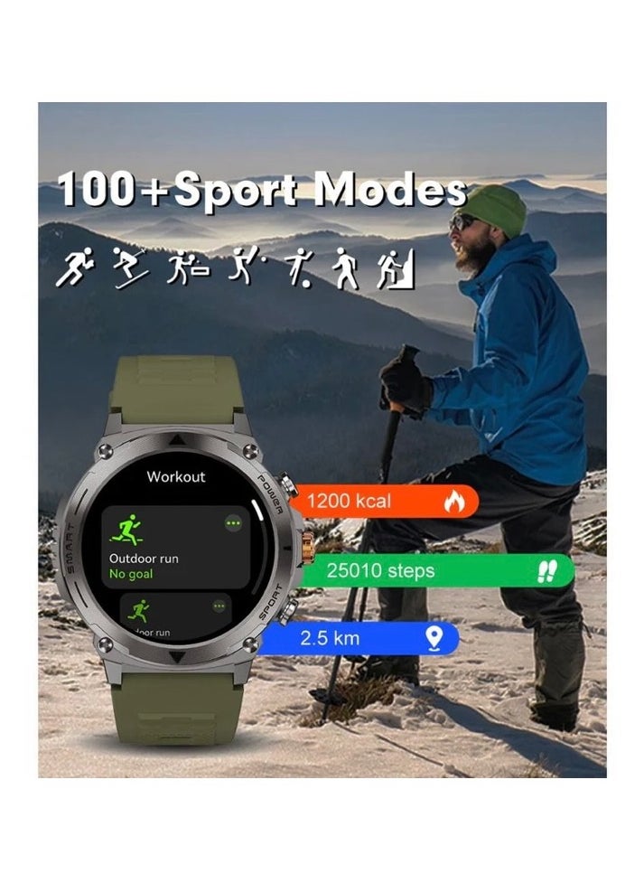 TELUX - TELUX ACTIVEX Smart Calling Watch with 1.43” AMOLED Display & 2 Straps (Stainless Steel & Silicon) - T53 Black - Image 1