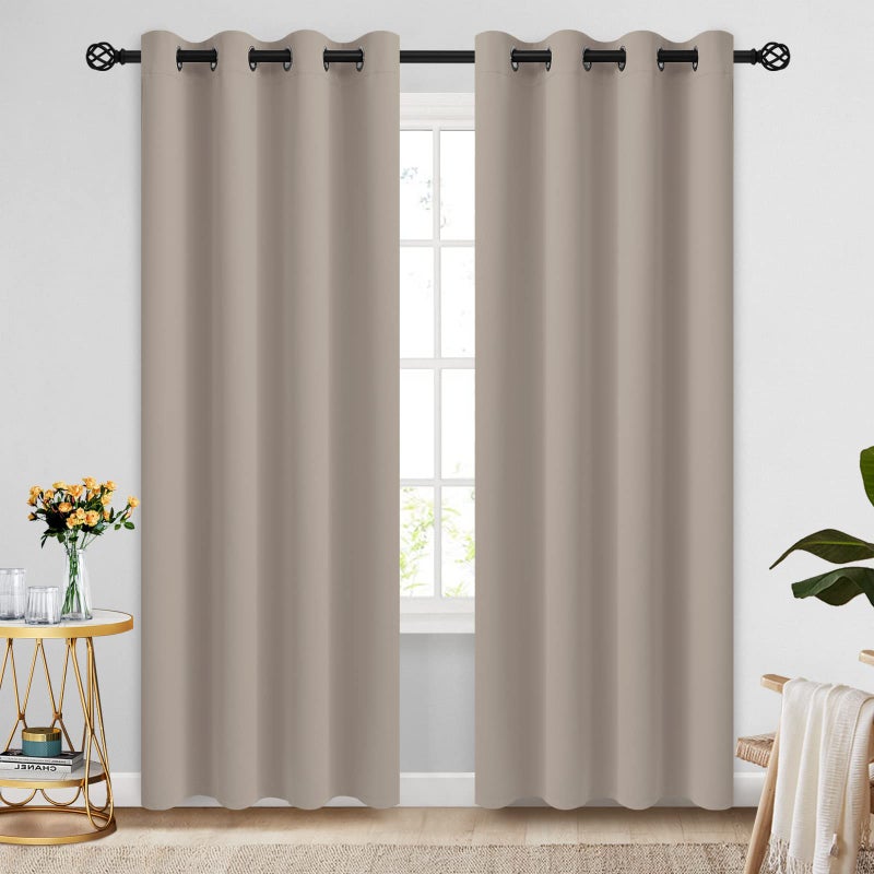COSVIYA Room Darkening Curtains set of 2 panels 84 inch Length Blackout Curtains Natural Window Treatments with Grommet Insulated Thermal Drapes for Bedroom/Living Room 52x84 inches - Image 1