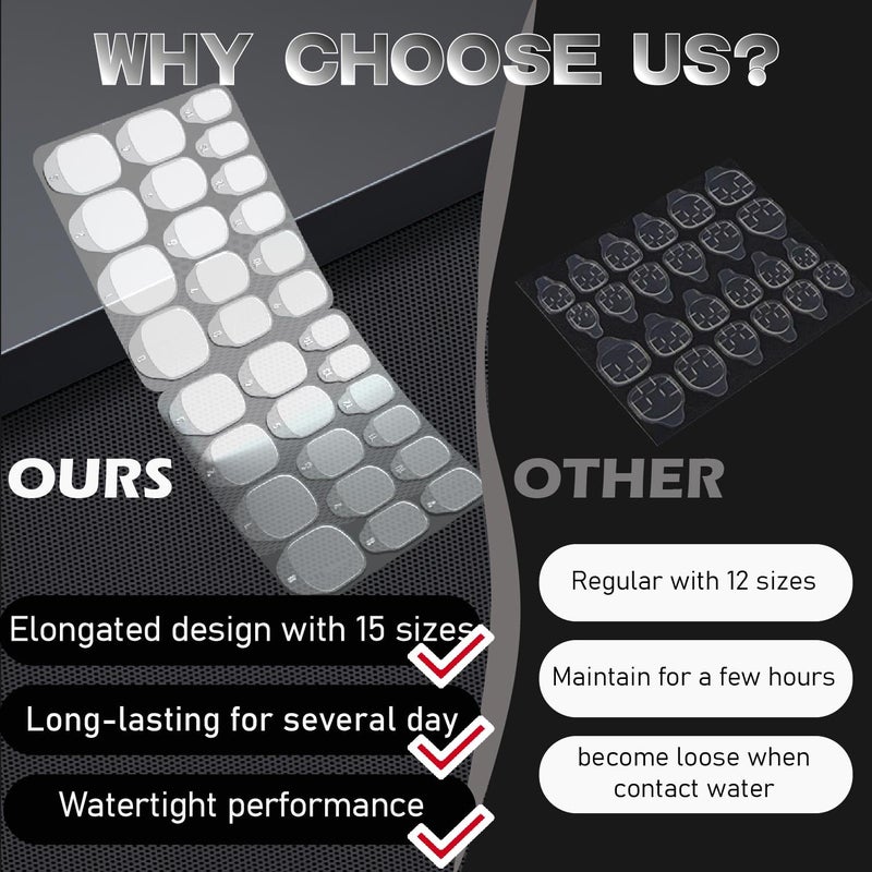 Jolly Snaps 300pcs Adhesive Tabs for Press On Nails, Quick Atâ€‘Home Manicure, Strong Hold & Nonâ€‘Damaging Temporary Wear, Waterproof Ultra Thin 0.3mm Transparent, Fits Most Adult Sizes - Image 2