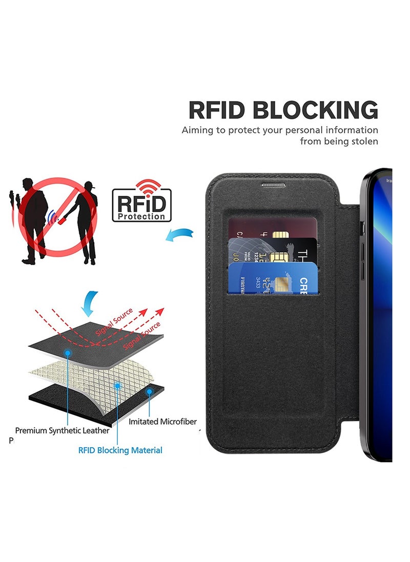 Generic - Case for iPhone 15 Pro Case Wallet Compatible with Magsafe, Shockproof Full Protective Flip Folio Wallet Case with RFID Blocking Card Slot PU Leather Cover for iPhone 15 Pro（6.1”,Black） - Image 1