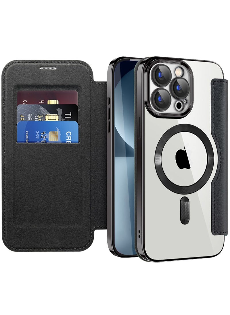 Generic - Case for iPhone 15 Pro Case Wallet Compatible with Magsafe, Shockproof Full Protective Flip Folio Wallet Case with RFID Blocking Card Slot PU Leather Cover for iPhone 15 Pro（6.1”,Black） - Image 1