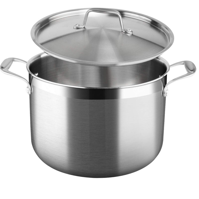 Duxtop WholeClad TriPly Stainless Steel Stockpot with Lid 8 Quart Kitchen Induction Cookware