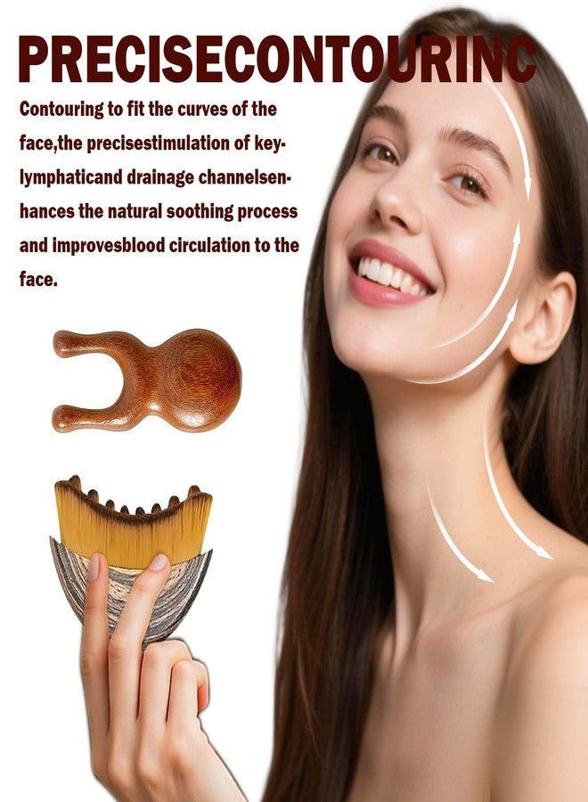hinbkenla 2 Pcs Lymphatic Contour Face Brush,Lymphatic with 2 Small Massagers,Lymphatic Brush for Face for Drainage,Puffiness Reduction & Facial Massage–Ultra-Soft Bristles,Ergonomic Design - Image 3