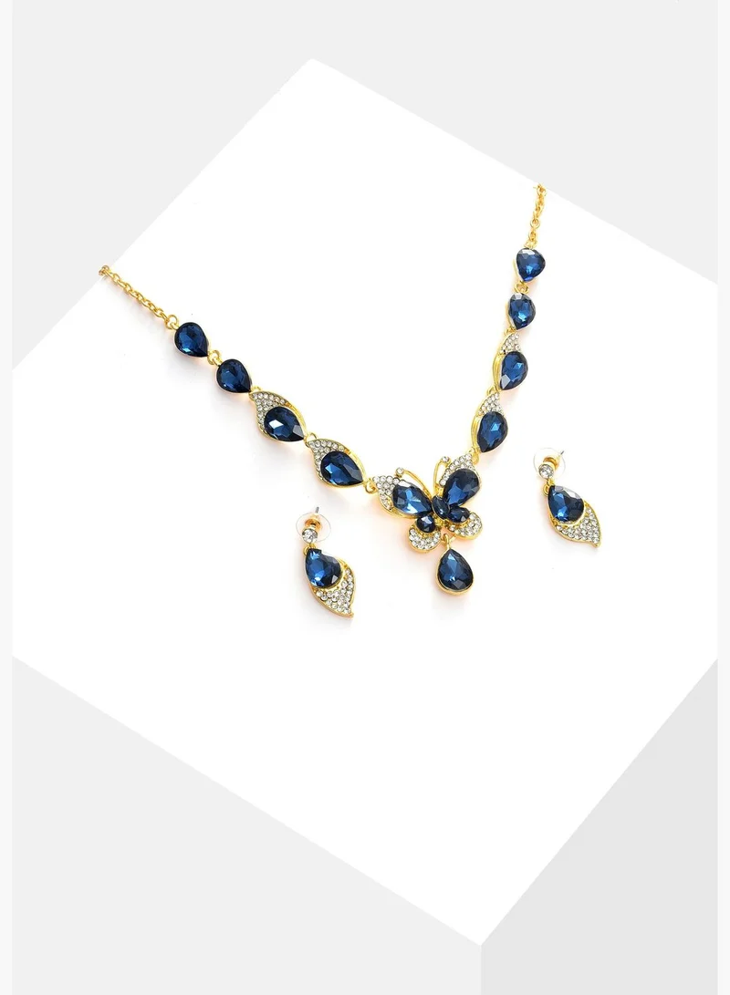 SOHI Gold Plated Designer Stone Necklace and Earring Set Jewellery Set