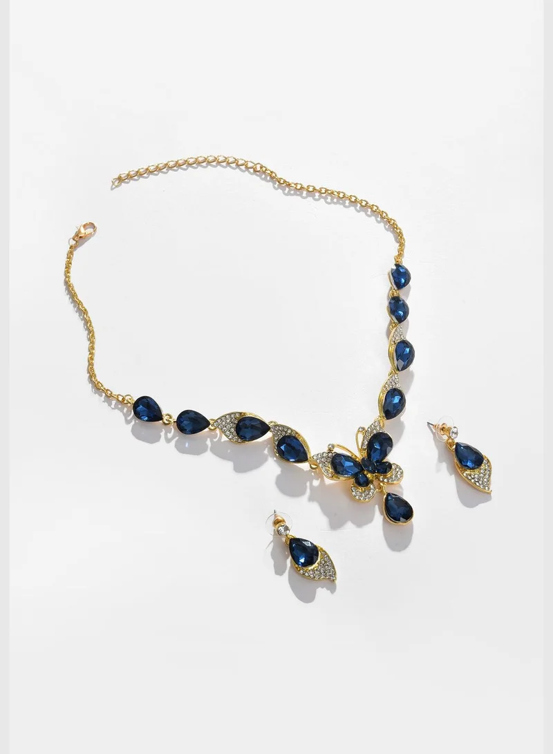 SOHI Gold Plated Designer Stone Necklace and Earring Set Jewellery Set