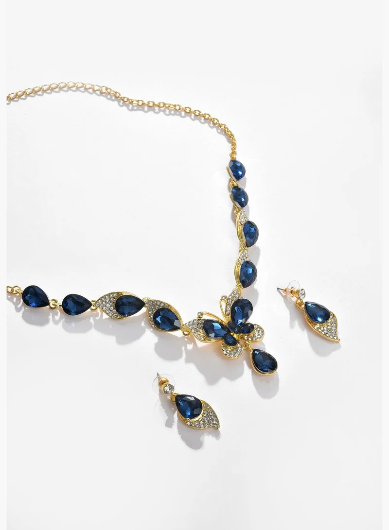 SOHI Gold Plated Designer Stone Necklace and Earring Set Jewellery Set