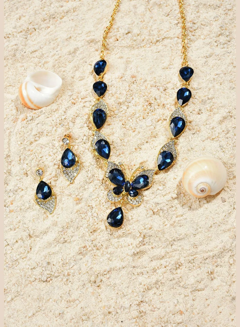 SOHI Gold Plated Designer Stone Necklace and Earring Set Jewellery Set