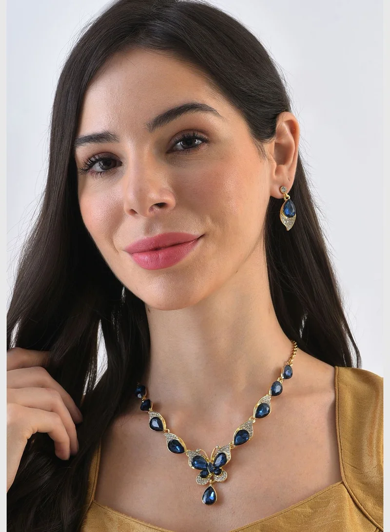 SOHI Gold Plated Designer Stone Necklace and Earring Set Jewellery Set