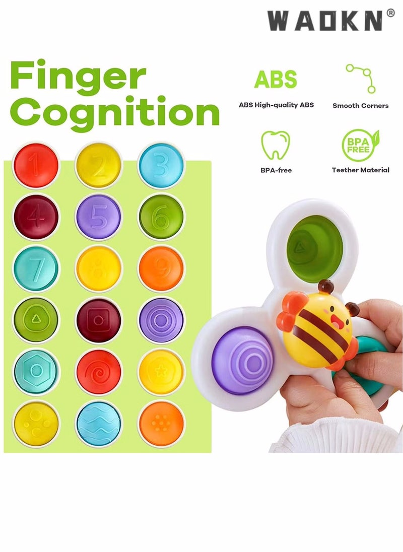 WAOKN 3PCS Suction Cup Spinner Toys Novelty Sensory Toys Fidget Spinner Toys Bath Toys for Toddlers Kids Birthday Baby Gifts Window Suction Spinner Toys-Spinner Toys for Babies Aged 3-30 Months (Pack of 3)  - Image 5