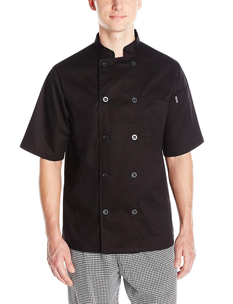 Chef Code Men's Short Sleeve Unisex Classic Chef Coat, Black, X-Small - Image 1