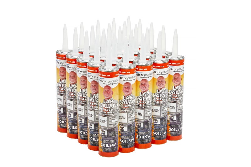 Dicor ديكور 501LSW-25 25 أنبوب خالي من HAPS لاصق ذاتي التسوية للأسطح الأفقية - عبوة 25 - 10.3 أونصة، أبيض، آمن، مثالي لأسطح RV، الصيانة، الإصلاح، تطبيق الأجهزة - Image 1