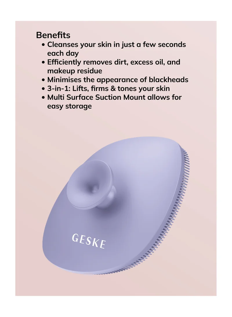 GESKE Foaming Cleanser Lotion,Aloe Vera And Provitamin B5, Deep Cleanse, Exfoliate & Nourish + Sonic Facial Brush 4 in 1 Complete Skincare Set for Radiant, Healthy Skin (Combo Pack)- Purple