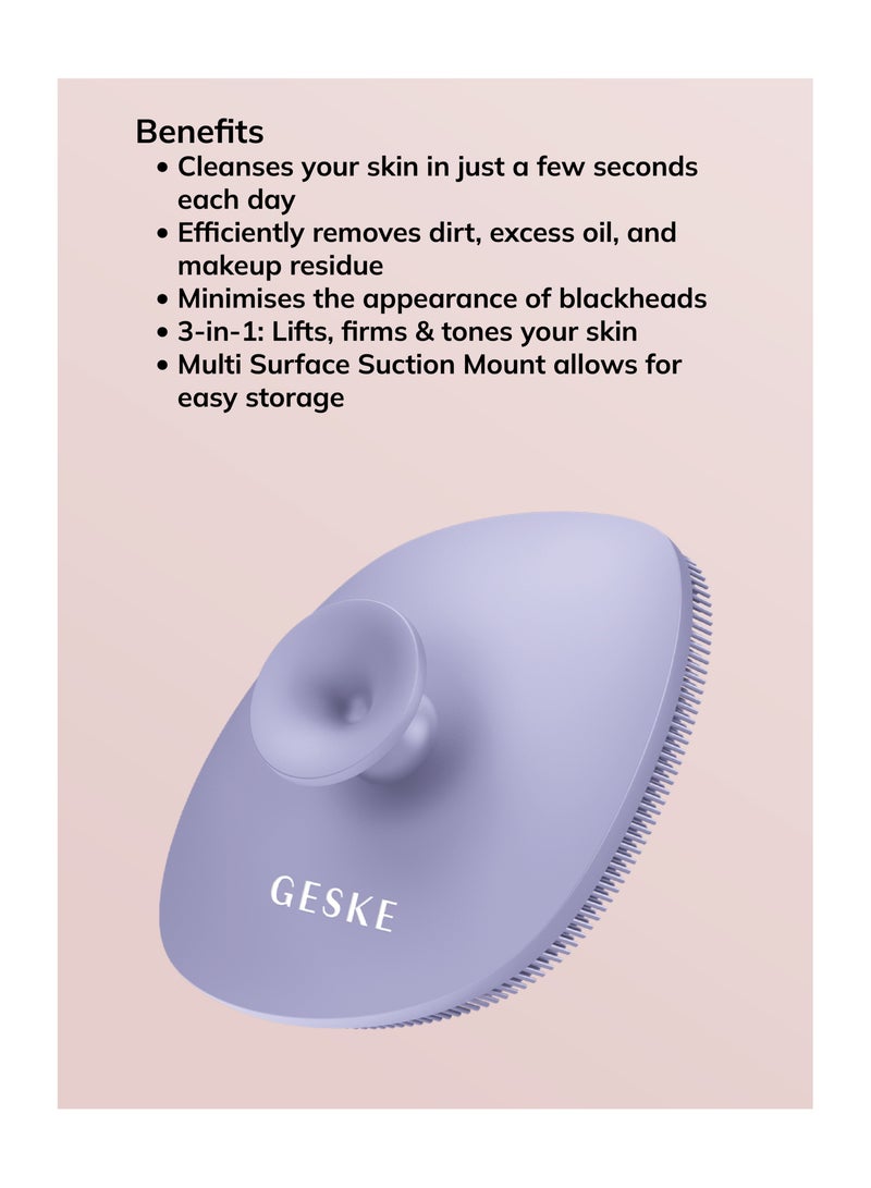 GESKE Foaming Cleanser Lotion,Aloe Vera And Provitamin B5, Deep Cleanse, Exfoliate & Nourish + Sonic Facial Brush 4 in 1 Complete Skincare Set for Radiant, Healthy Skin (Combo Pack)- Purple - Image 4