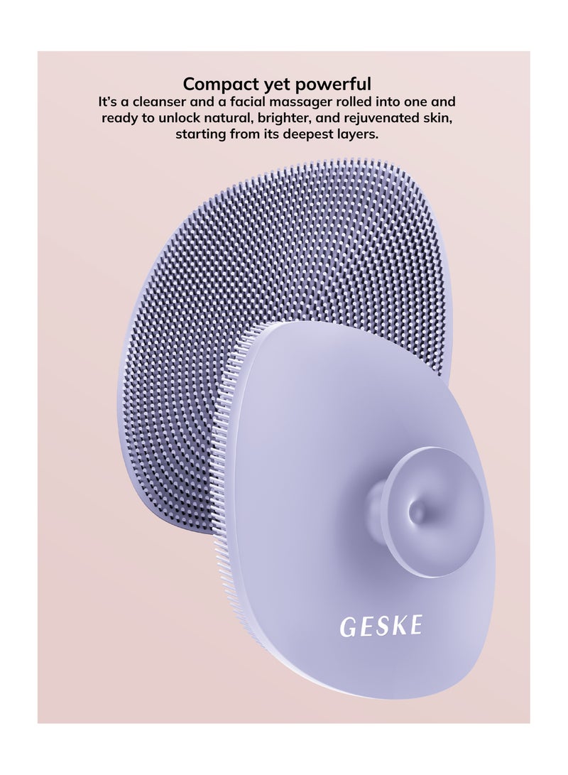 GESKE Foaming Cleanser Lotion,Aloe Vera And Provitamin B5, Deep Cleanse, Exfoliate & Nourish + Sonic Facial Brush 4 in 1 Complete Skincare Set for Radiant, Healthy Skin (Combo Pack)- Purple - Image 2