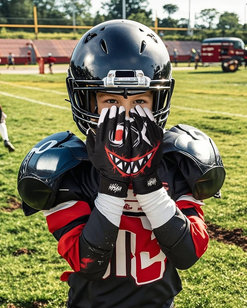 Pixel Panda Youth Football Gloves, Non-Slip Kids Football Gloves with Super Sticky Grip Palm, Breathable Wide Receiver Glove Best Gifts for Boys Girls - Image 2