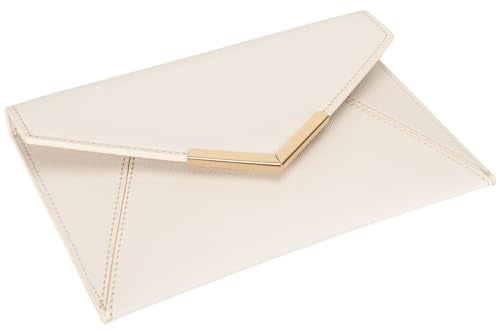 DEXMAY DM Dexmay Women Envelope Clutch Handbag Medium Saffiano Leather Foldover Clutch Purse Ivory - Image 5