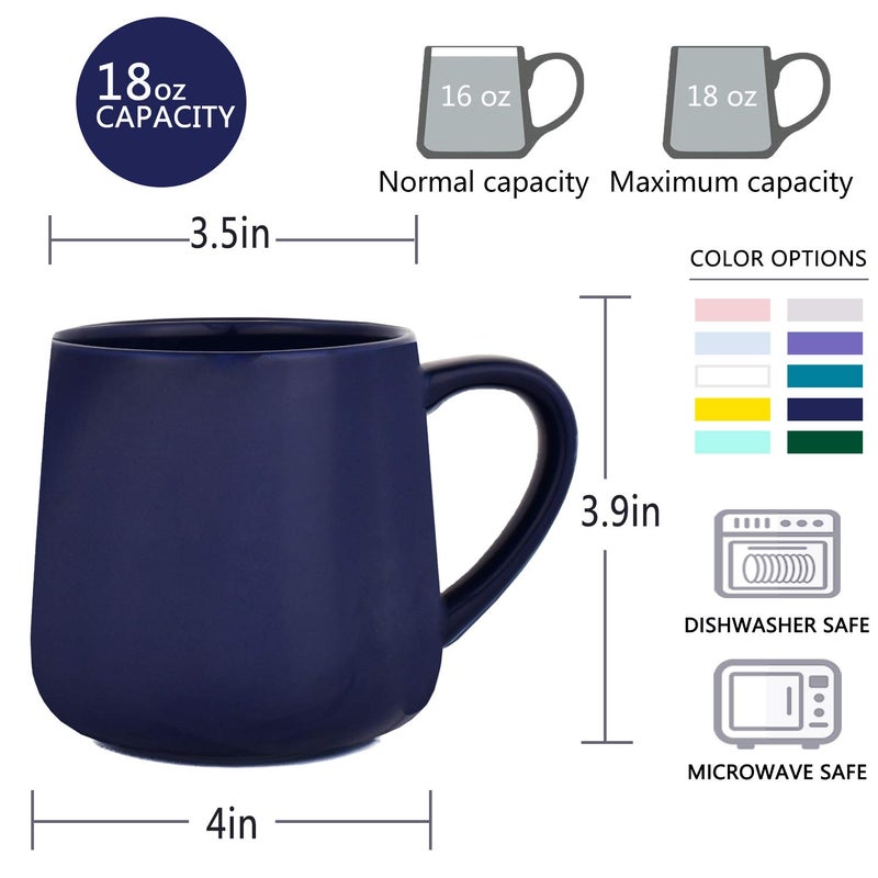Bosmarlin Large Glossy Ceramic Coffee Mug, Tea Cup for Office and Home, 18 oz, Suitable for Dishwasher and Microwave, 1 Pack (Royal Blue) - Image 3