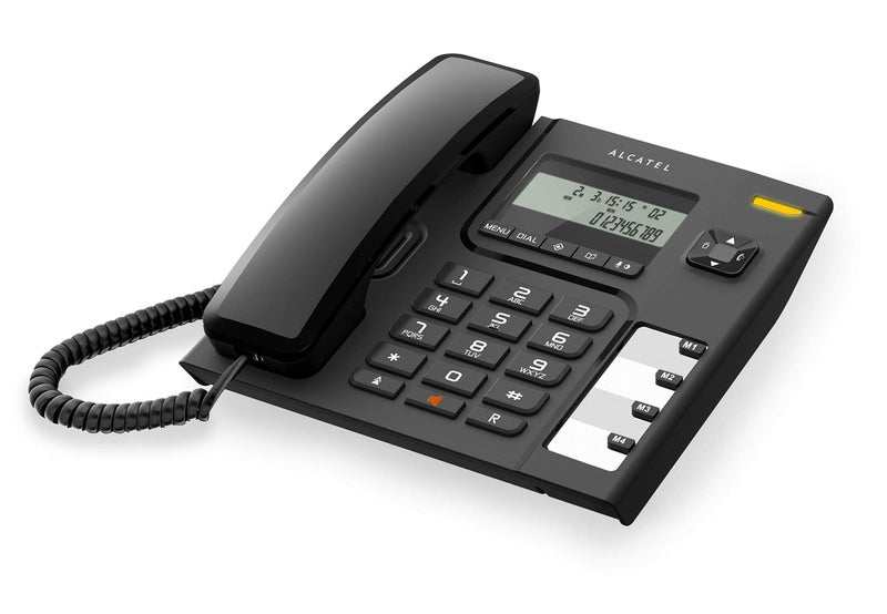 Alcatel T-56 Black corded landline phone with caller id and handsfree function supported by date/time display & 4 direct 10 two touch memories. - Image 1