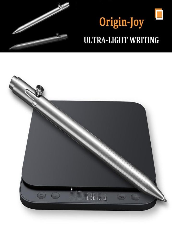 Origin-Joy Titanium Alloy Bolt Action Pen, Slim Lightweight EDC Signature Tactical Pen With 5 Ballpoint Refills (Silver) - Image 5