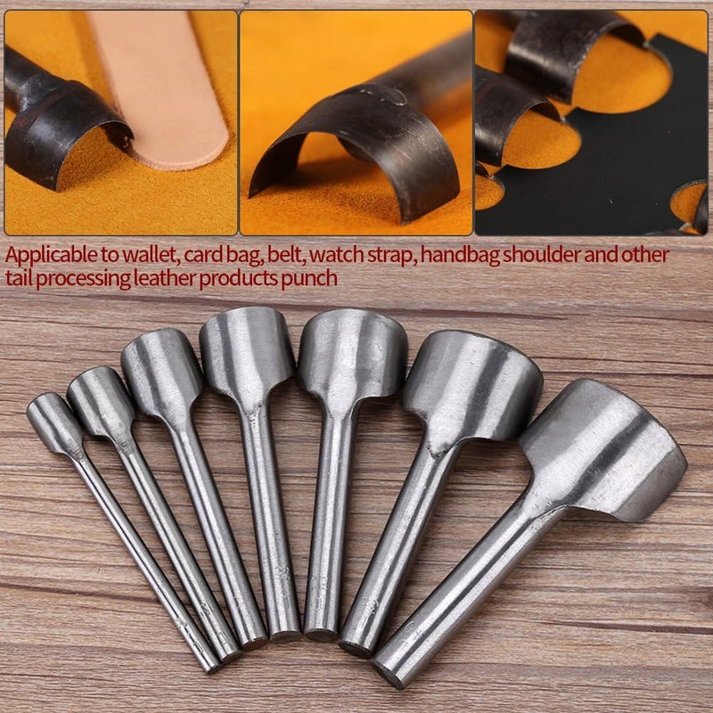 klarako Half-Round Punch Cutter, 7pcs DIY Leather Carft Belt End Half Circle Angle Corner Cutter Strap Wallet Tool 10-40mm - Image 3