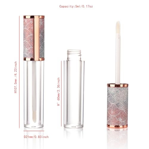 COSIDEA 15pcs Round Empty 5ml 017oz lip gloss tubes with wand and fish scale leather cap Lipgloss tube containers for lip oil packing - Image 3