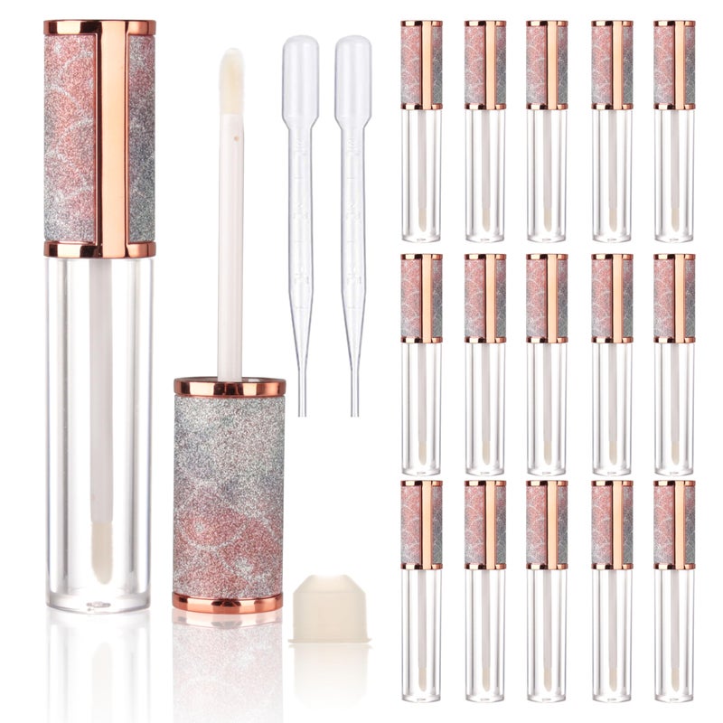 COSIDEA 15pcs Round Empty 5ml 017oz lip gloss tubes with wand and fish scale leather cap Lipgloss tube containers for lip oil packing - Image 2