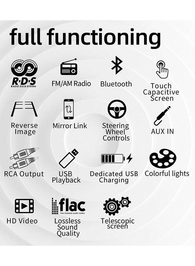 XUTIANZE 7-inch electric retractable capacitive screen car MP5 player with reverse protection support bluetooth call/USB port/TF card/AUX input/FM radio/seven-color button light/mobile phone interconnection/reversing camera 9603  - Image 3