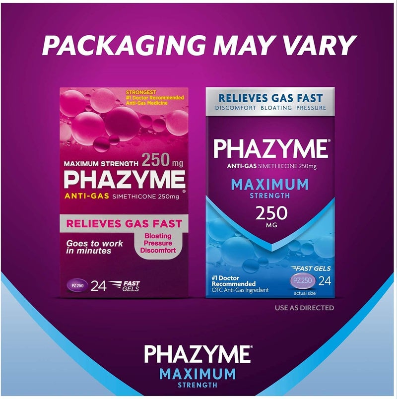 Phazyme Maximum Strength 250 mg AntiGas Softgels 24 Count Pack of 2 - Image 2