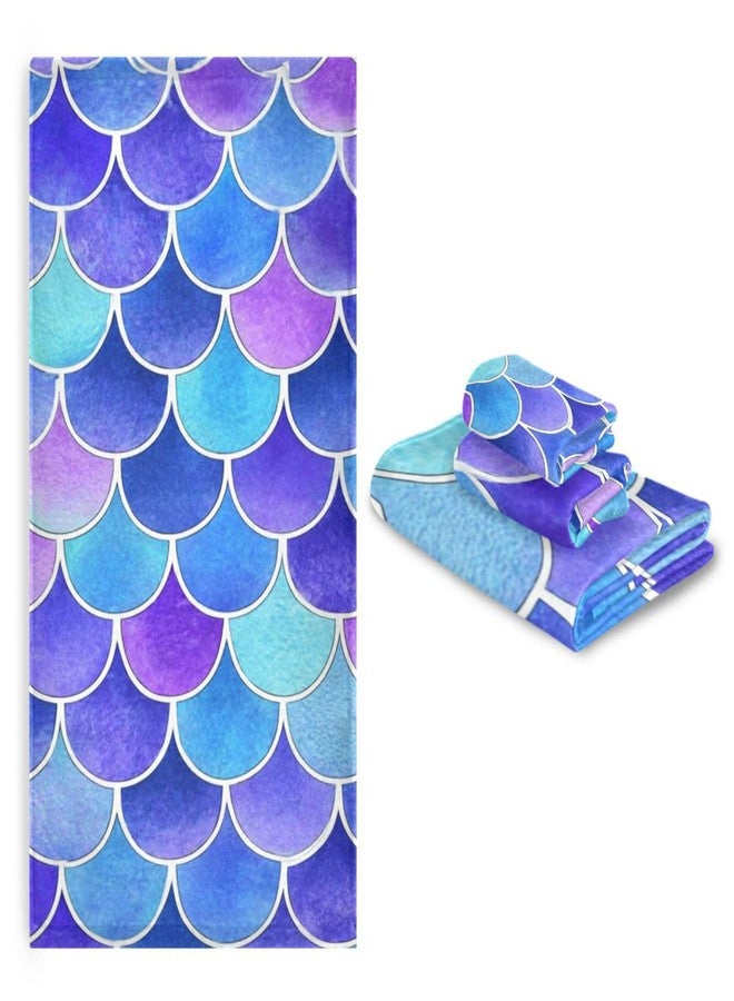 Vdsrup Mermaid Scales Bathroom Towels Set of 3 Magic Rainbow Scale Bath Hand Towel Soft Washcloth Beach Face Guest Towel Kitchen Tea Dish Towels Housewarming Gifts - Image 5