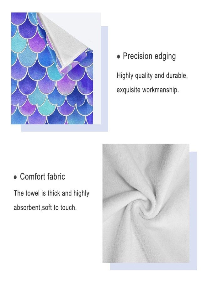 Vdsrup Mermaid Scales Bathroom Towels Set of 3 Magic Rainbow Scale Bath Hand Towel Soft Washcloth Beach Face Guest Towel Kitchen Tea Dish Towels Housewarming Gifts - Image 3