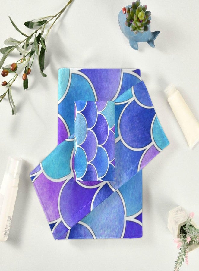 Vdsrup Mermaid Scales Bathroom Towels Set of 3 Magic Rainbow Scale Bath Hand Towel Soft Washcloth Beach Face Guest Towel Kitchen Tea Dish Towels Housewarming Gifts - Image 4