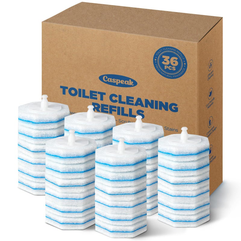 Caspeak 36 Count Toilet Wand Refills For Clorox Toilet Wand, 5X Cleaning Power Toilets Bowl Cleaners With Exclusive Formula, High-Density Disposable Toilets Brush Scrubber - No Falling Apart, Fresh Fragrance - Image 1
