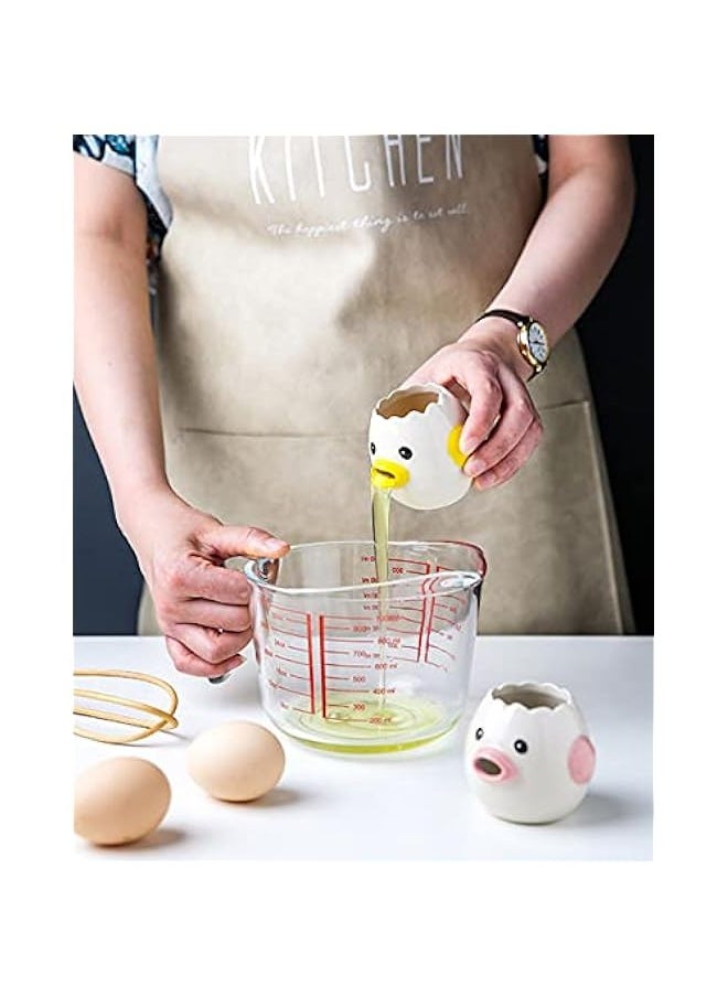 Generic - LuoCoCo Cute Egg Separator, Ceramics Vomiting Chicken Egg Yolk White Separator, Practical Household Small Egg Filter Splitter, Kitchen Gadget Baking Assistant Tool, Dishwasher Safe (Pink) - Image 1