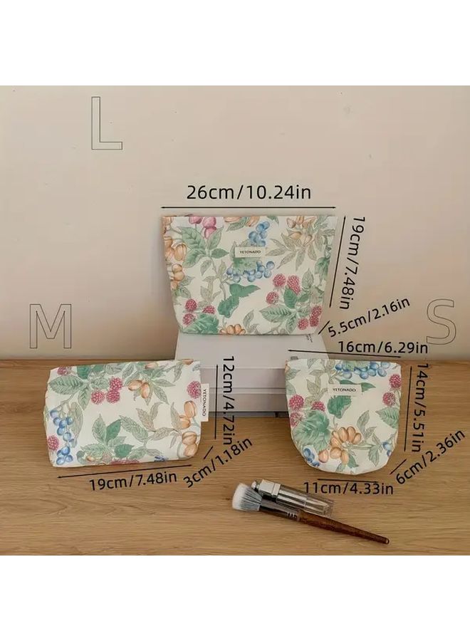 حقيبة مكياج زهرية متوسطة السعة بسحاب، حقيبة مستحضرات تجميل محمولة مربعة الشكل - Image 5