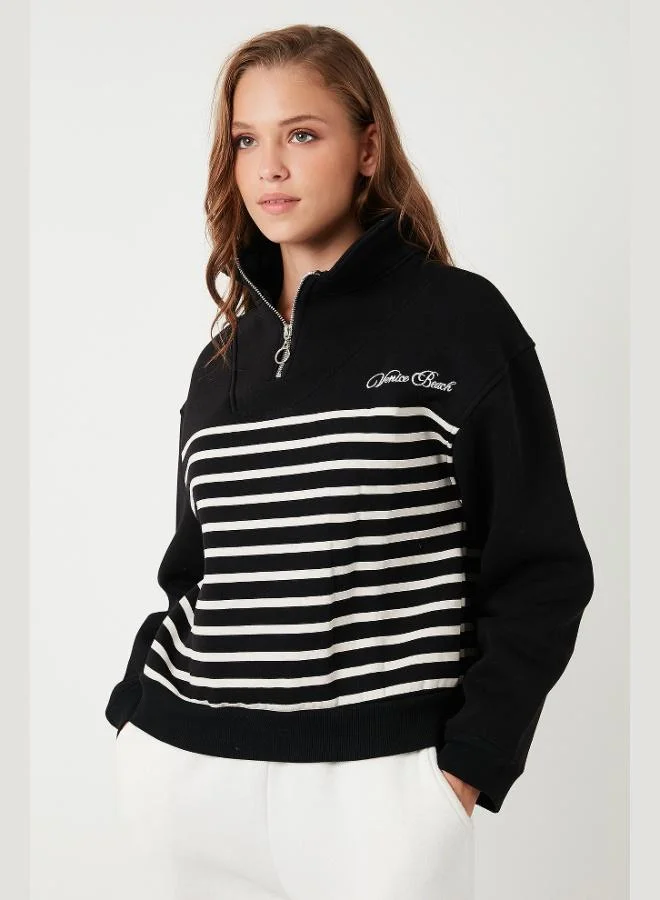 Lela Lela Stretch Oversize Fit Half-Zip Stand-Up Collar Sweatshirt Women's SWEAT 5865883