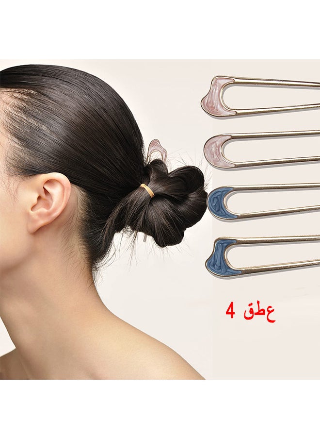 ديبند دبابيس الشعر للنساء ، 4 قطع على شكل U مقاطع الشعر ، عصي الشعر المعدنية خمر الفرنسية دبوس الشعر تسريحة Chignon للنساء الفتيات شوكة الشعر للشعر المتوسط الكثيف  - Image 4